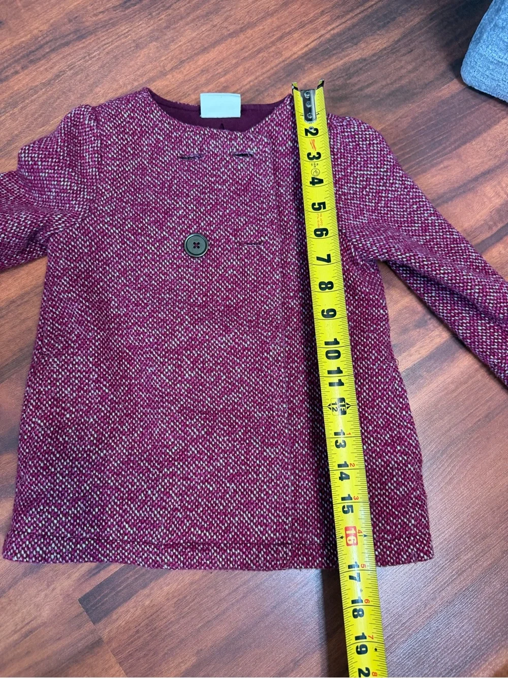 Crazy 8 Girls' Pink Tweed Double-Breasted Pea Coat